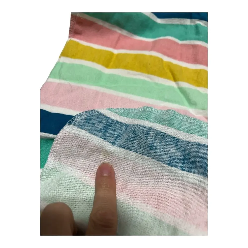 Cloud Island Striped Pink Yellow Green Blue Flannel Receiving Baby Blanket 2020
